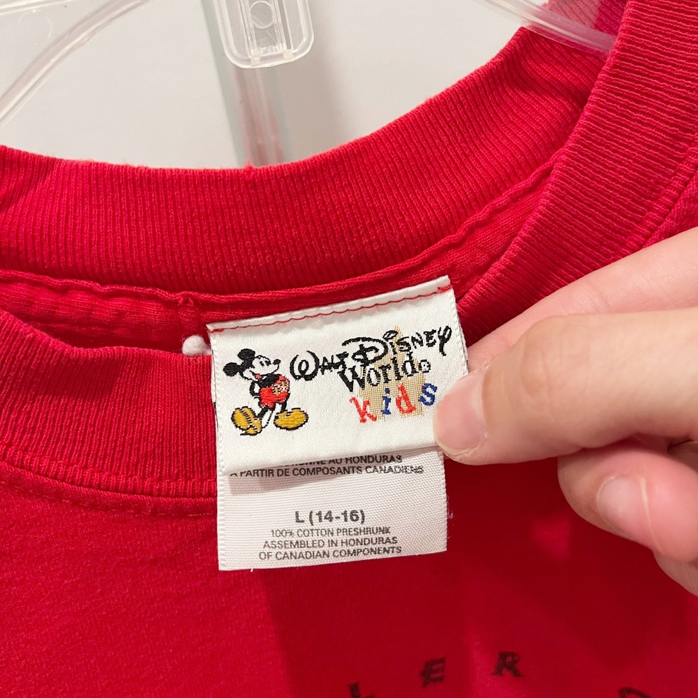 Vintage Disney Rock n Roller Coaster Red Graphic Tee Y2K Angel Wings Kids Large - Picture 4 of 12
